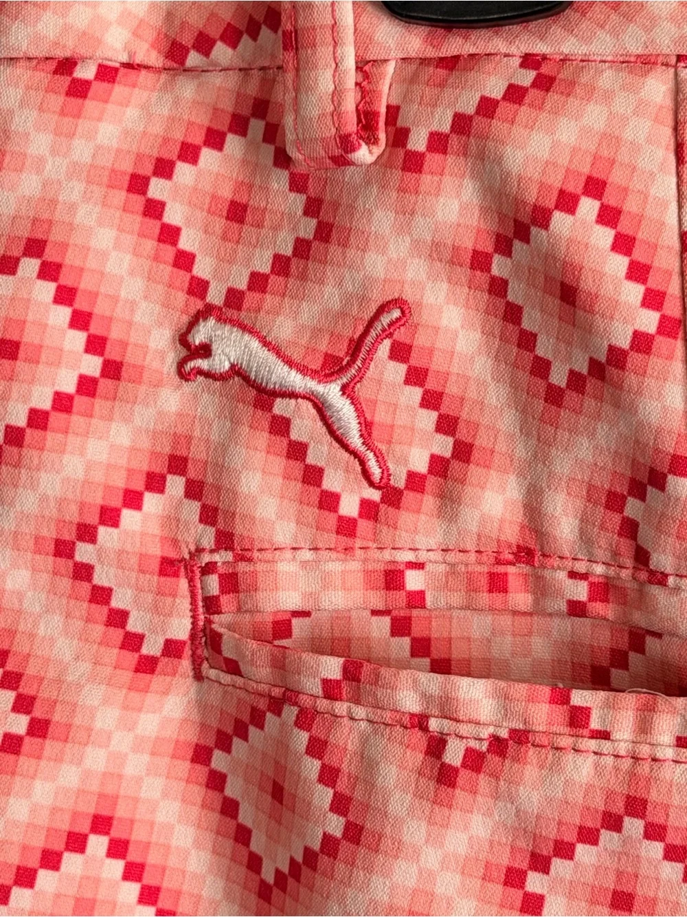Puma Pink Diamond-Pattern Shorts
